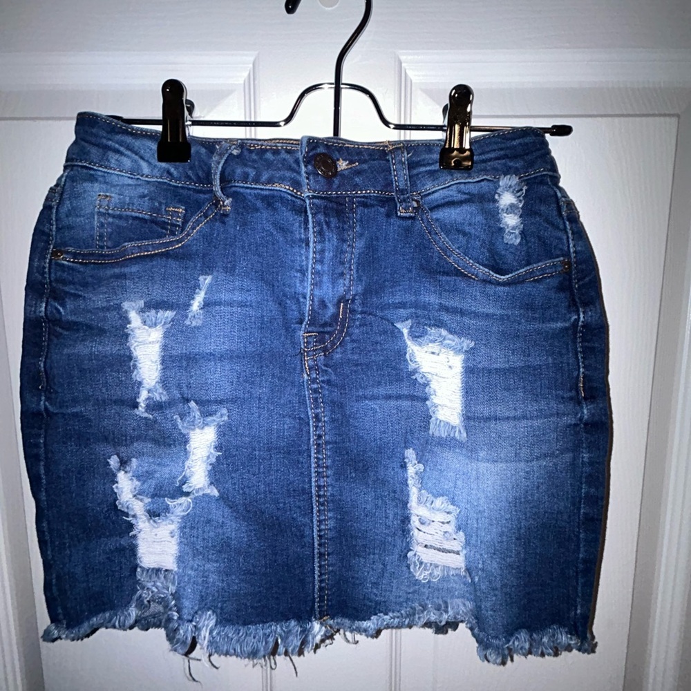 Wax Jeans Distressed mini skirt